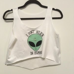 I don’t believe in humans crop top- size L